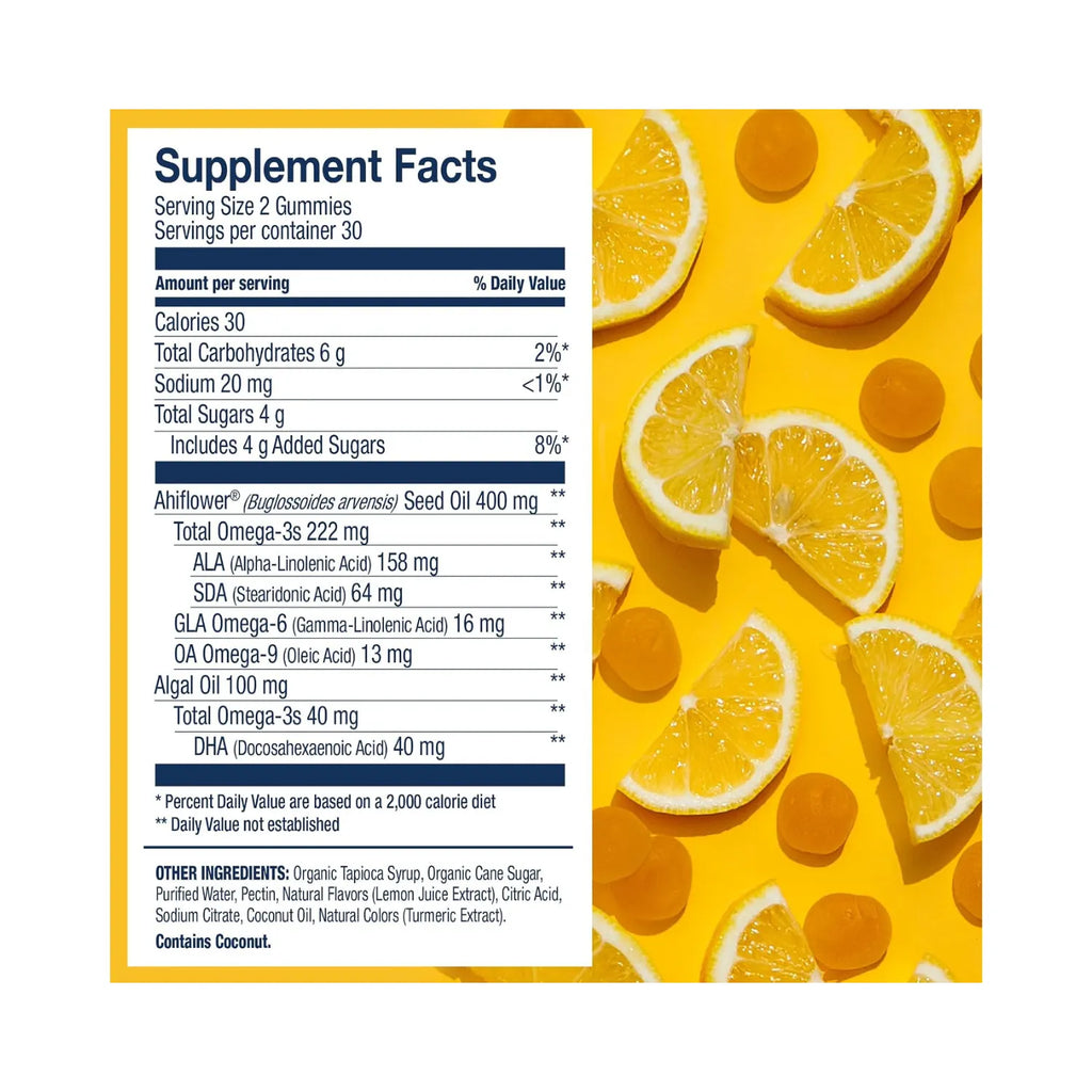 Wiley's Finest Gomitas Veganas De Omega-3 Suplemento Vegetariano Dha Omega-3 con 60 Gomitas