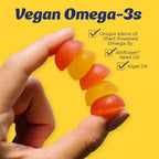 Wiley's Finest Gomitas Veganas De Omega-3 Suplemento Vegetariano Dha Omega-3 con 60 Gomitas