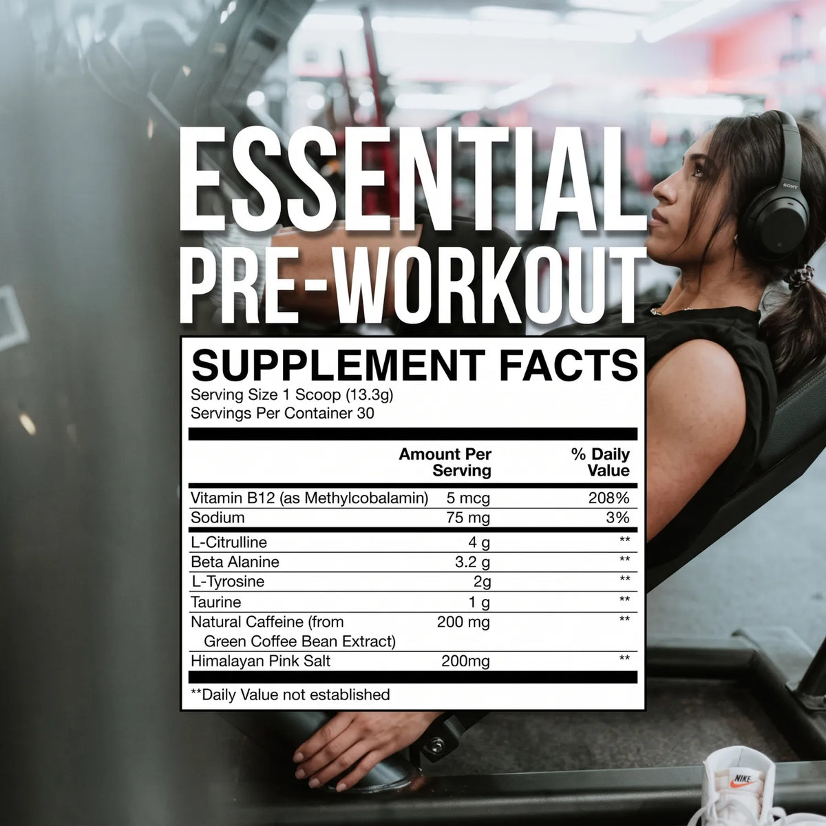 RAW CBUM Essential Pre-Entreno 399 g / 30 Servicios | Energía, enfoque y rendimiento deportivo | Sabor Blue Raspberry | 200 mg de cafeína por porción | Con L-Citrulina, Beta-Alanina, L-Tirosina y Taurina | Suplemento alimenticio