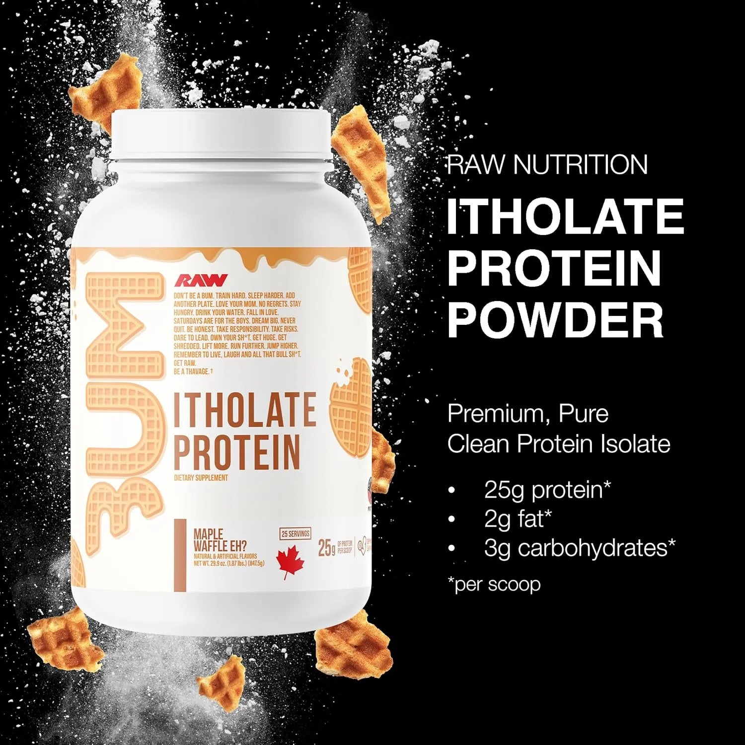 Raw Cbum Itholate Protein Iso Proteina 825 Grs 25 Servs Sabor Mapple Waffle