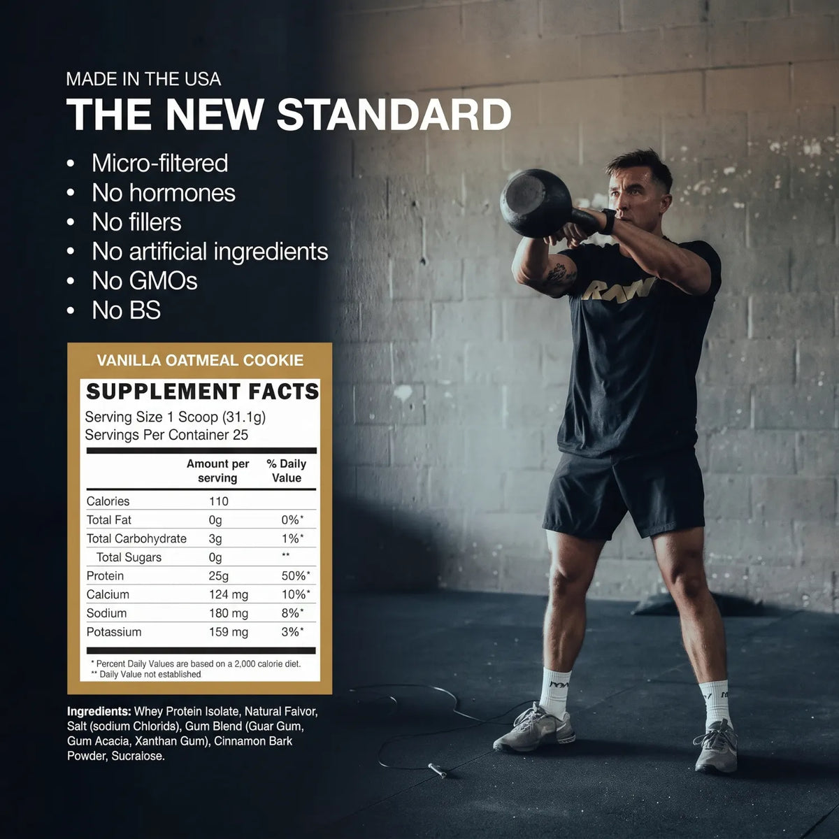 RAW CBUM Whey Blend Protein Vainilla 5 lb | 2.27 kg | 69 Servicios | 25 g de Proteína por Porción | Mezcla de Proteína de Suero | Bajo en Grasas y Carbohidratos | Suplemento alimenticio