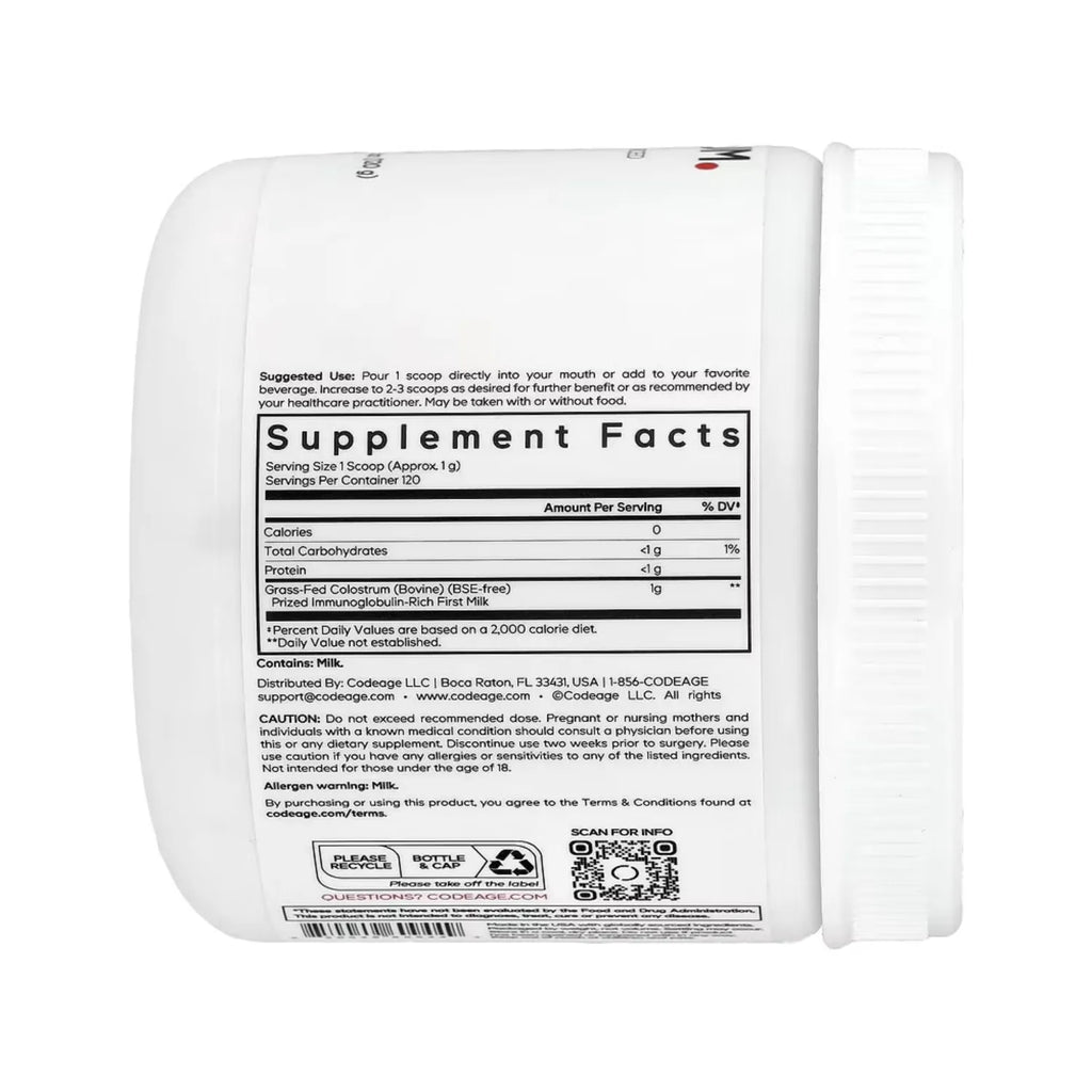 Codeage, Calostro En Polvo, Sin Sabor, 120 G (4,3 Oz)
