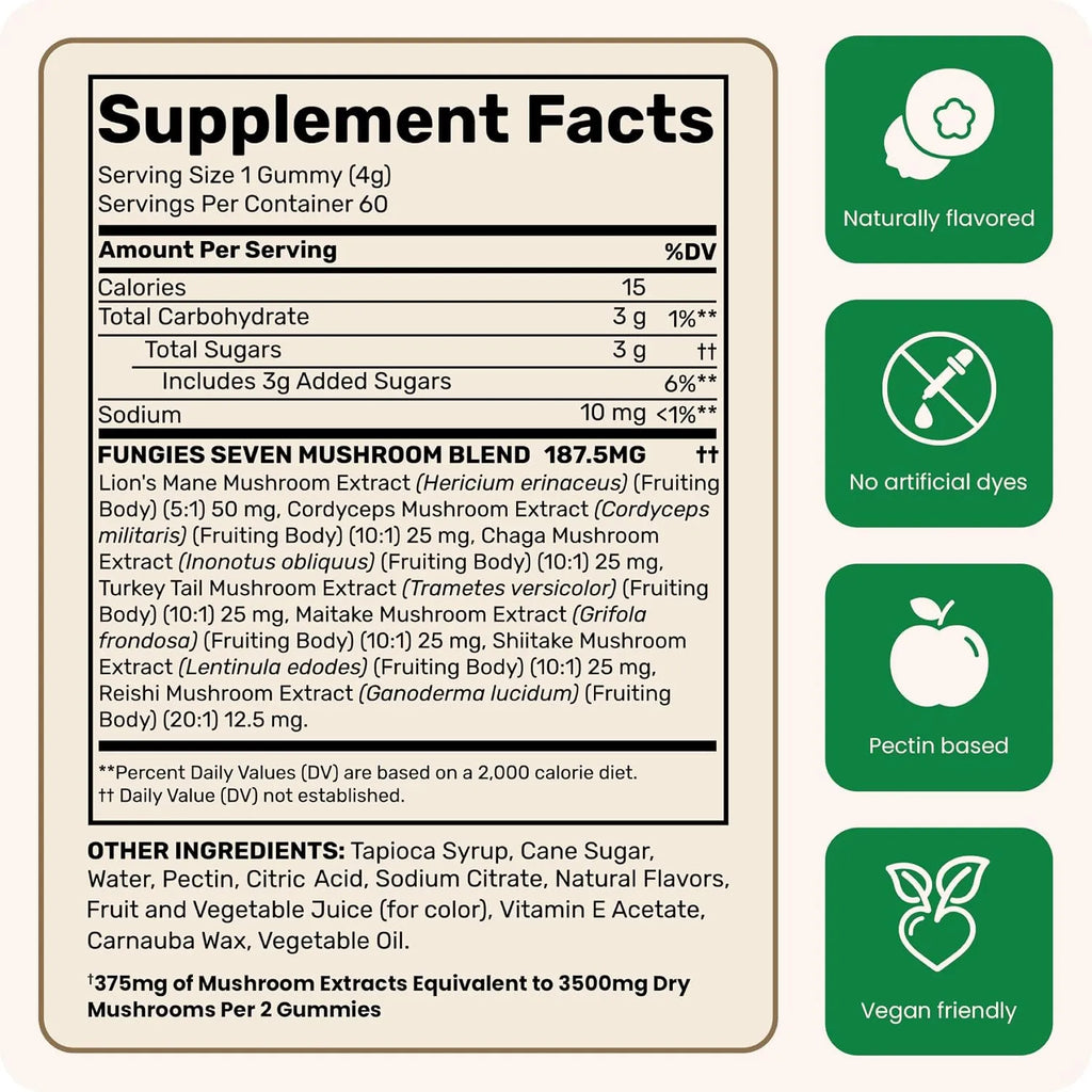 Fungies Best Multi Mushroom Daily Gummies 60 gomitas sfn
