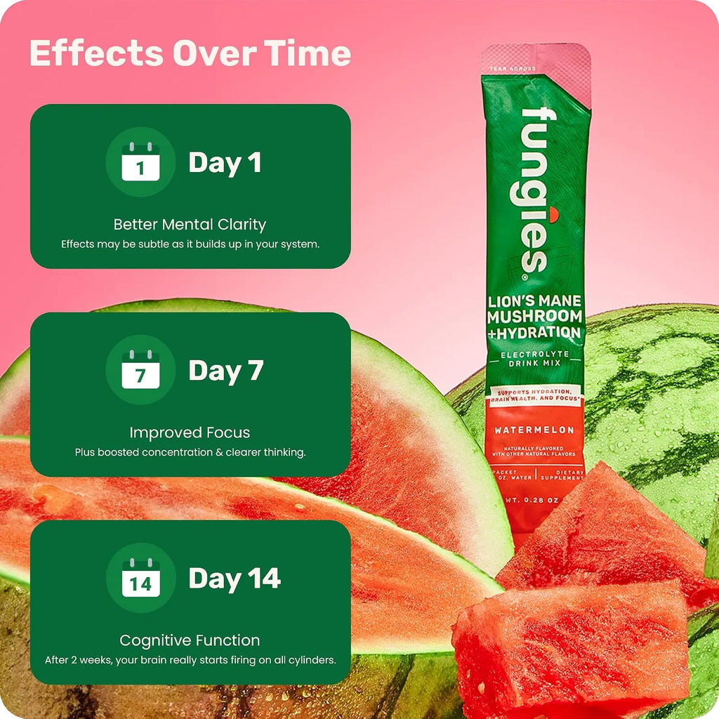 Fungies Lions Mane Mushroom Hydration Electrolyte Drink Mix 6 stick sandia