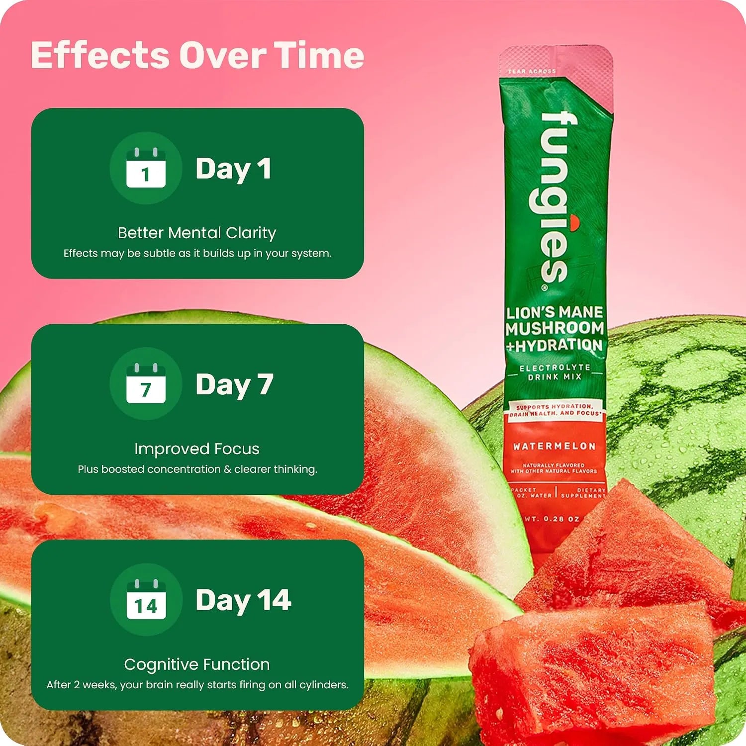 Fungies Lions Mane Mushroom Hydration Electrolyte Drink Mix 6 stick sandia