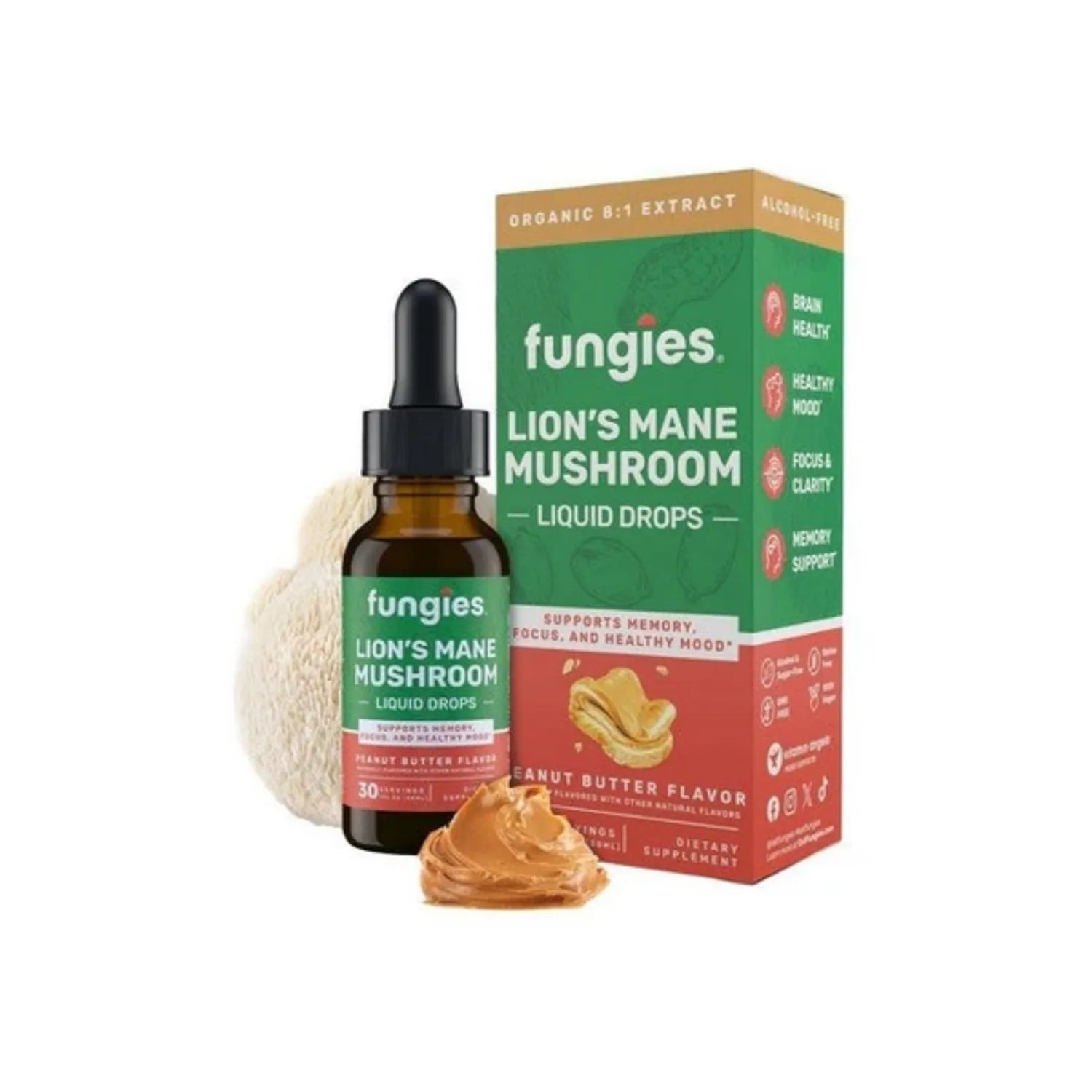 Fungies Lions Mane Mushroom Tincture 30 ml sfn Peanut Butter