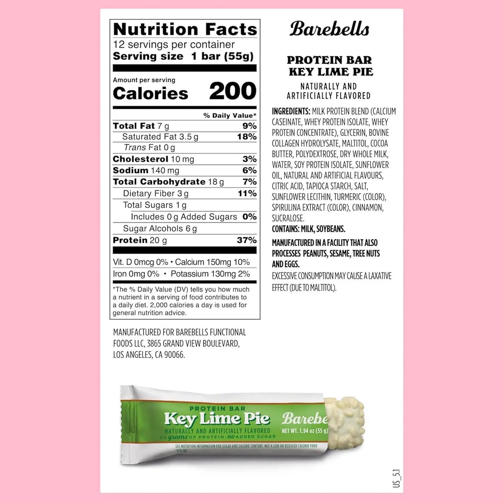 Barebells Barras De Proteina 12 Pzs De 55 Grs Key Lime