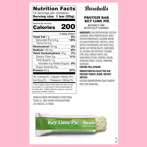 Barebells Barras De Proteina 12 Pzs De 55 Grs Key Lime