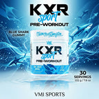KXR Sport Pre-Workout 222g - 30 Servings VMI Sports | Energía y Enfoque Diario | Sabor Blue Shark Gummy con cafeína natural y beta-alanina | Suplemento alimenticio