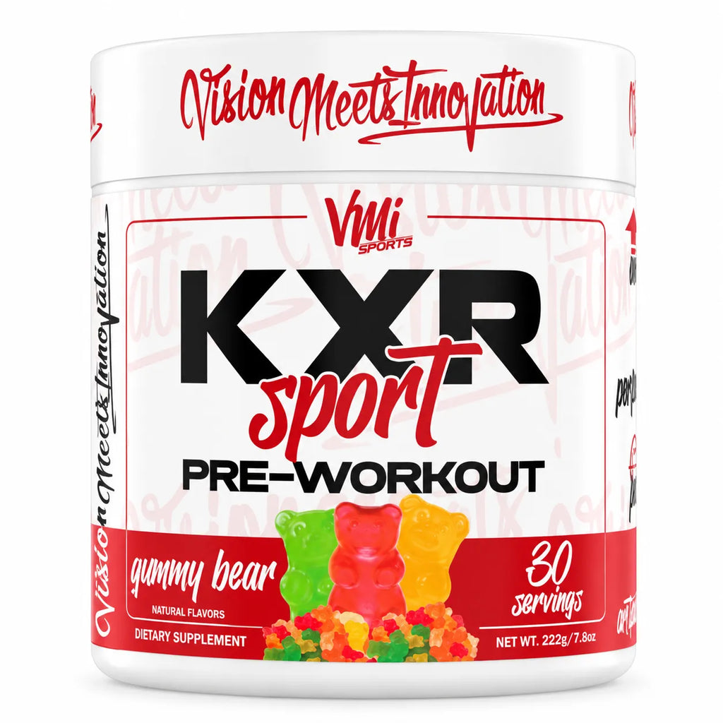 VMI Sports KXR Sport Pre-Workout 222g - 30 Servings Gummy Bear | Energía y Enfoque | Suplemento deportivo para rendimiento muscular | Fórmula con Beta-Alanina y Citrulina | Suplemento alimenticio