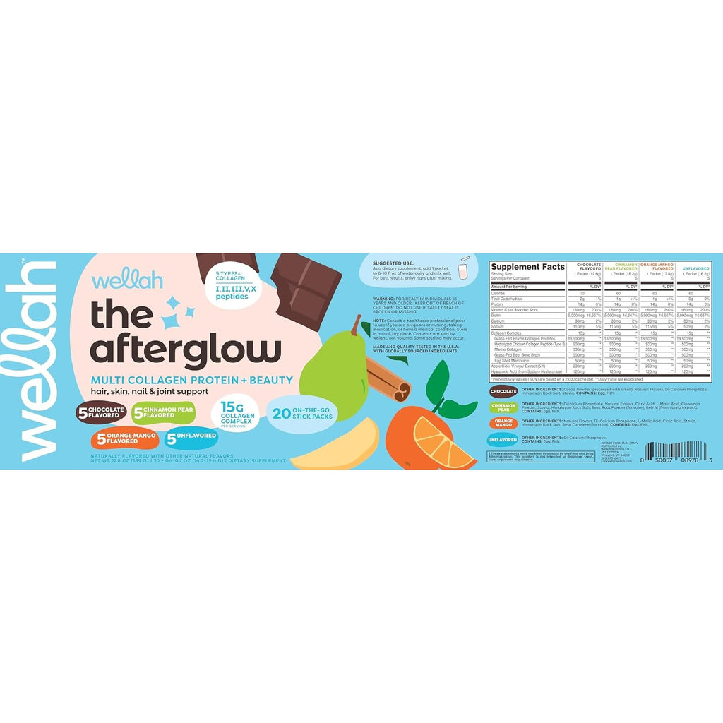 Wellah The Afterglow Multi Colágeno y Proteína 30 Porciones Sin Sabor