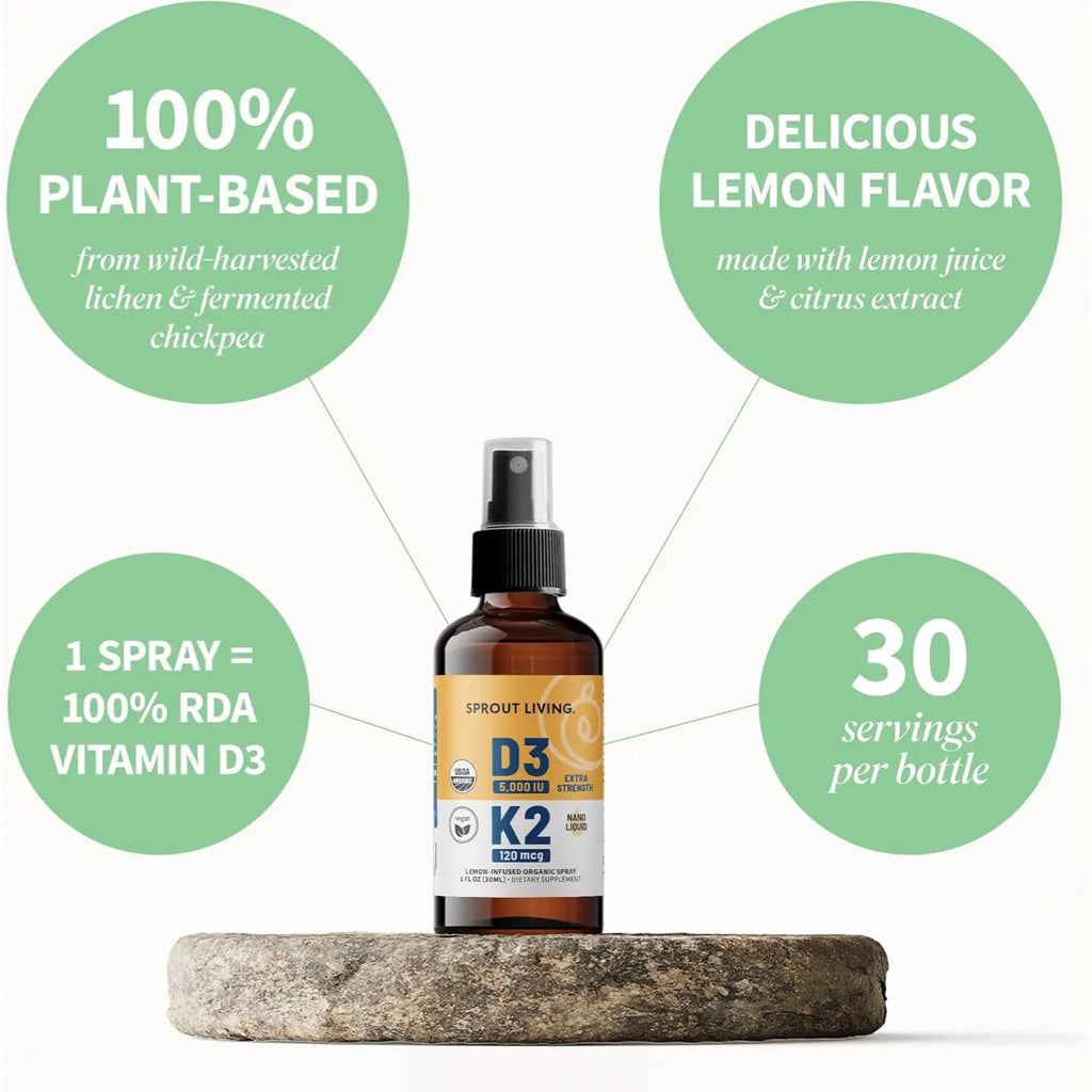 Sprout Living Vitamina D3 5000 Ui + K2 120mcg Sfn