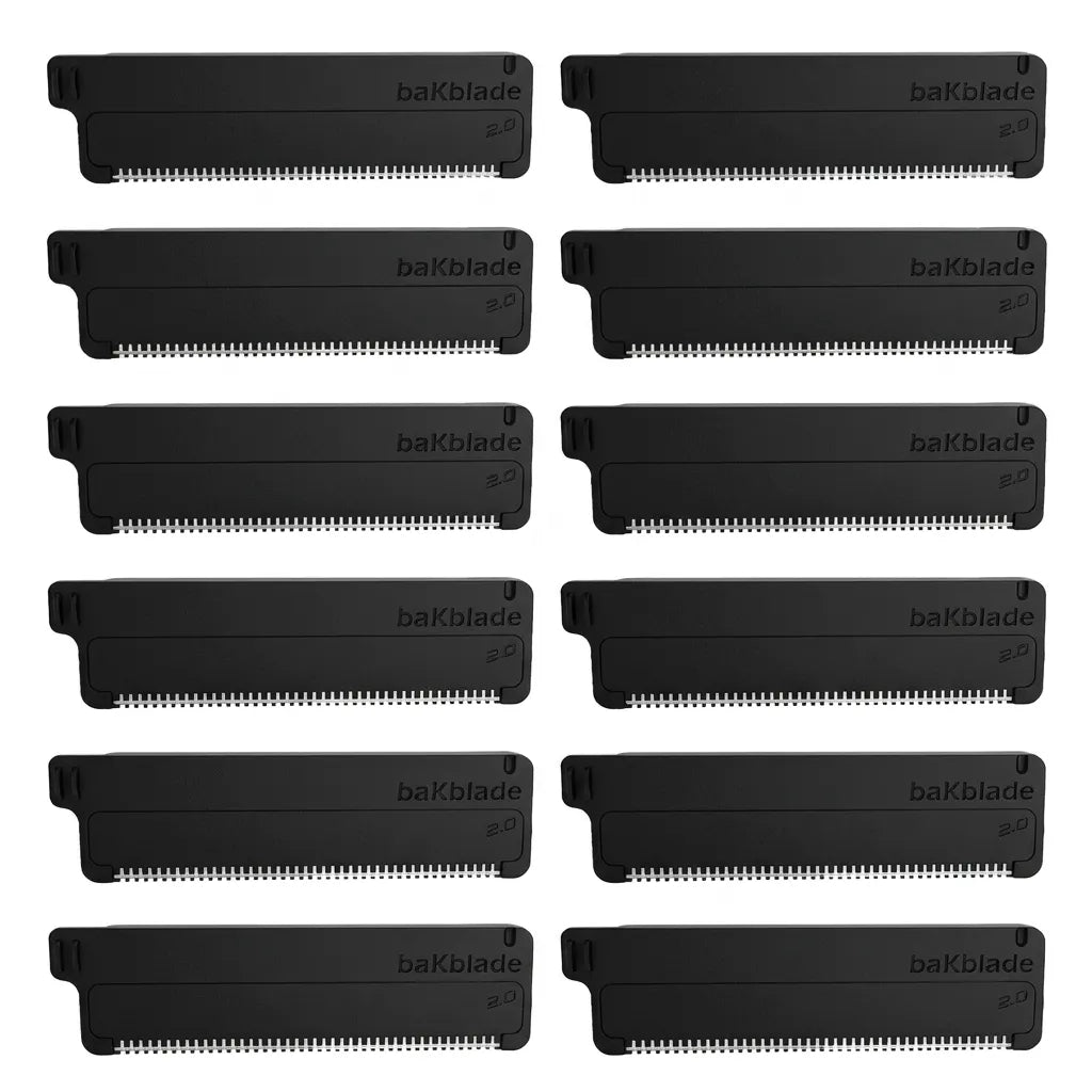 BAKBLADE Navajas de Repuesto 12 Pack para Afeitadora de Espalda 2.0 | Cartuchos DryGlide para Afeitado Corporal | Reemplazo Fácil y Rápido | Uso en Seco o Húmedo | 12 Piezas