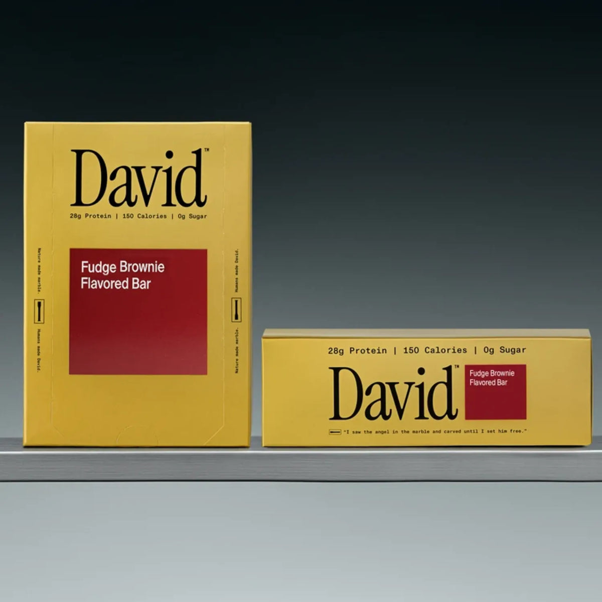 David Barra de Proteína 28 g de Proteína por Porción, Caja con 12 Piezas, Sabor Fudge Brownie