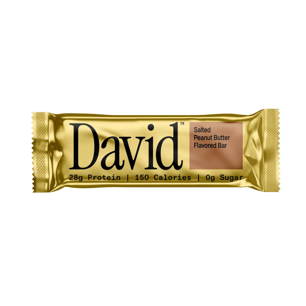 David Barra de Proteína 28 g de Proteína por Porción, Caja con 12 Piezas, Sabor Salted Peanut Butter