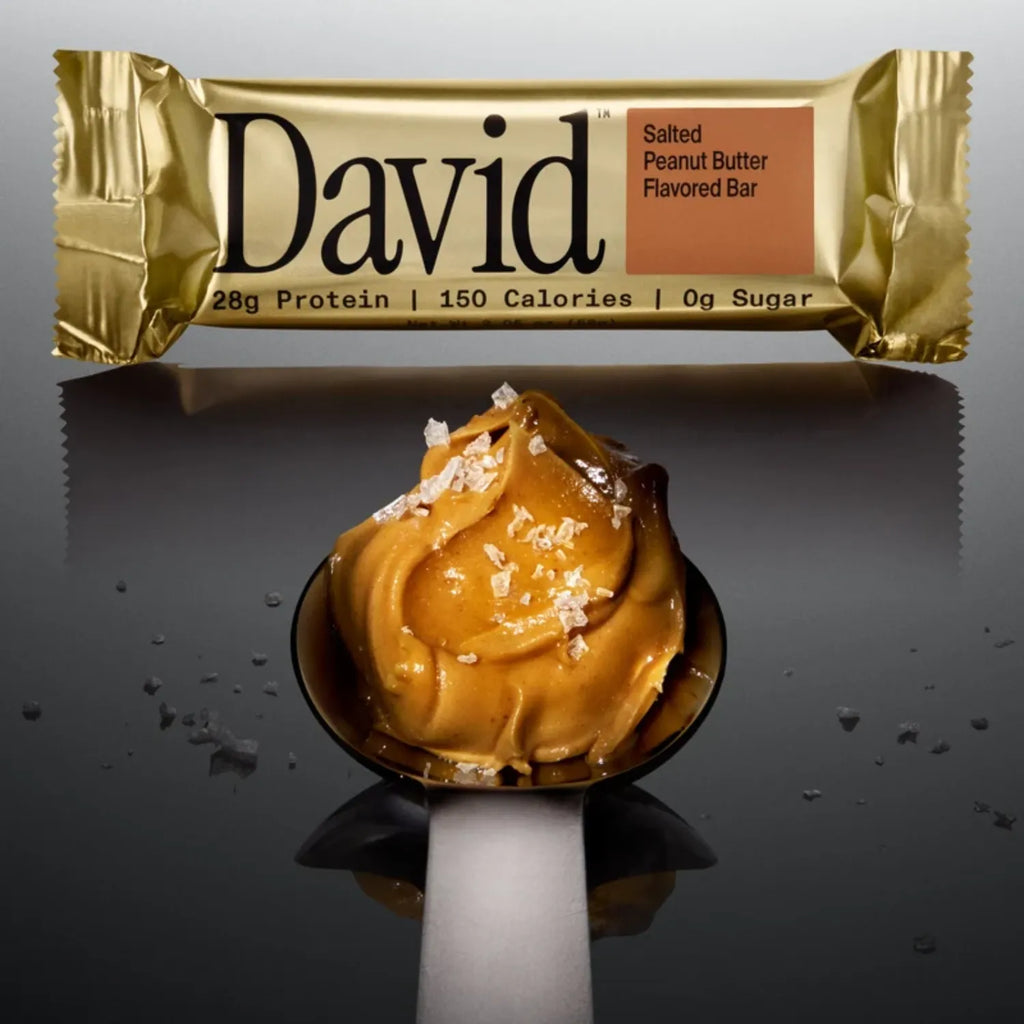 David Barra de Proteína 28 g de Proteína por Porción, Caja con 12 Piezas, Sabor Salted Peanut Butter
