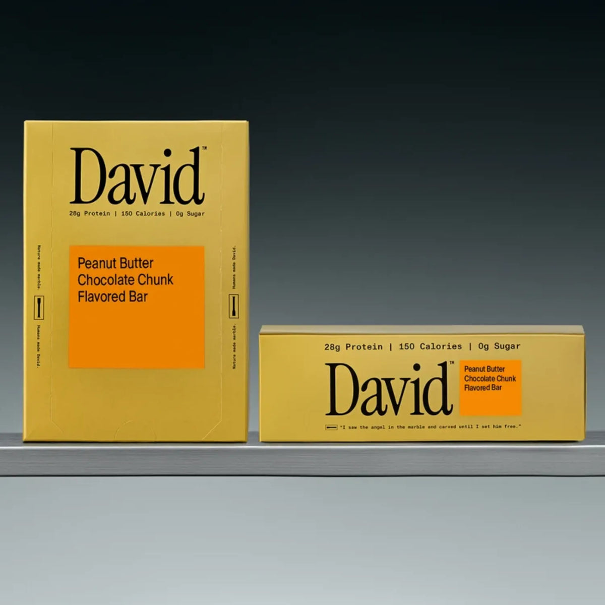 David Barra de Proteína 28 g de Proteína por Porción, Caja con 12 Piezas, Sabor Peanut Butter Chocolate Chunk