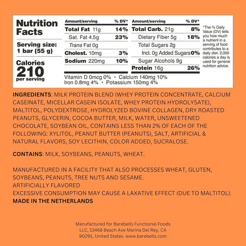 Barebells Barras De Proteina 12 Pzs De 55 Grs Softbar Salted Peanut Caramel