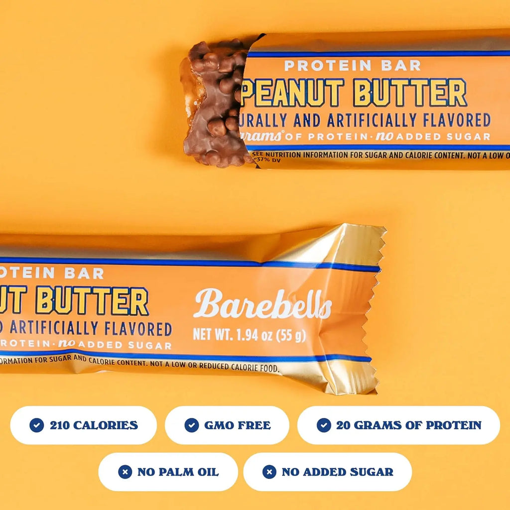 BAREBELLS PROTEINA BARRA 12PZS DE 55gFR SFN PEANUT BUTTER