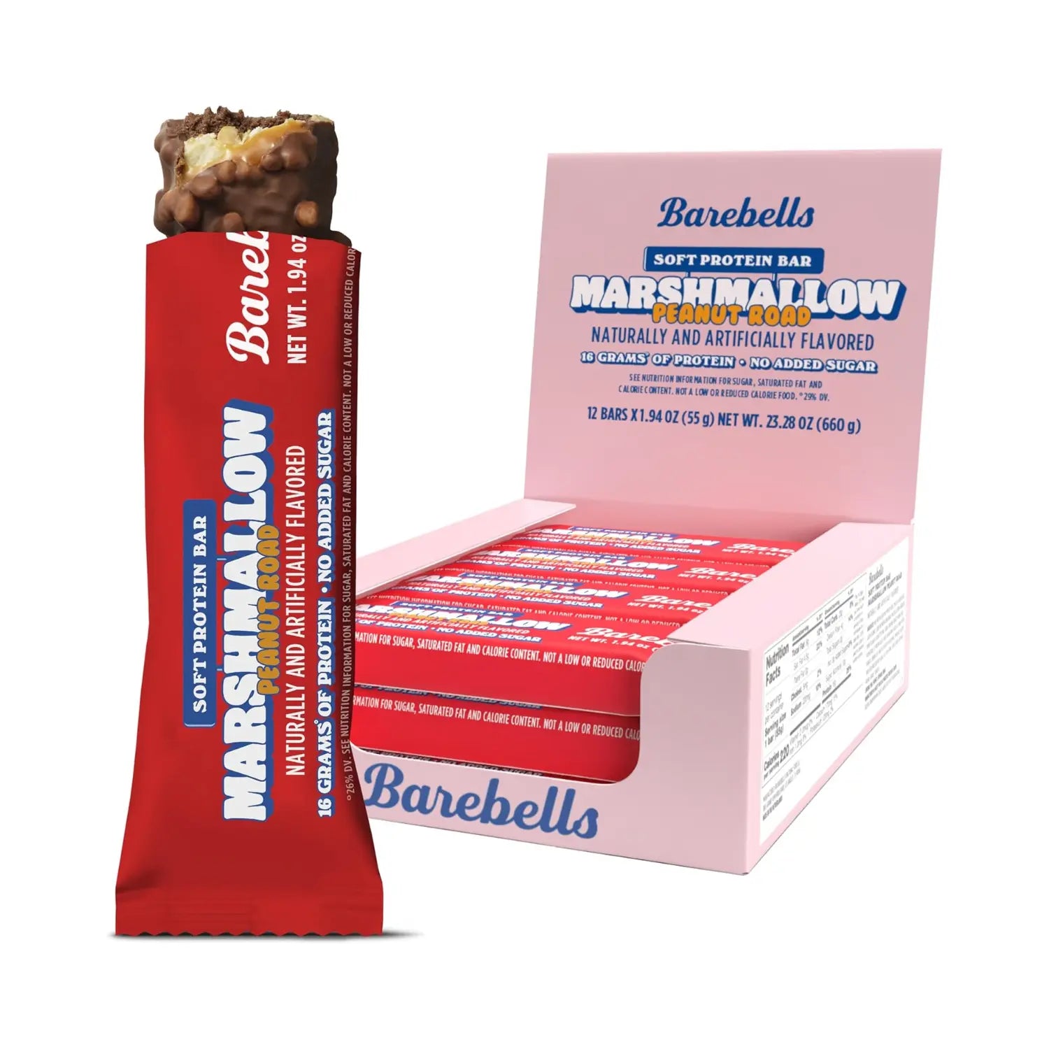 Barebells Barras De Proteina 12 Pzs De 55 Grs Softbar Marshmallow Peanut Road