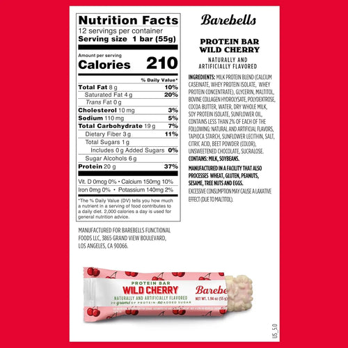 Barebells Barras De Proteina 12 Pzs De 55 Grs Wild Cherry
