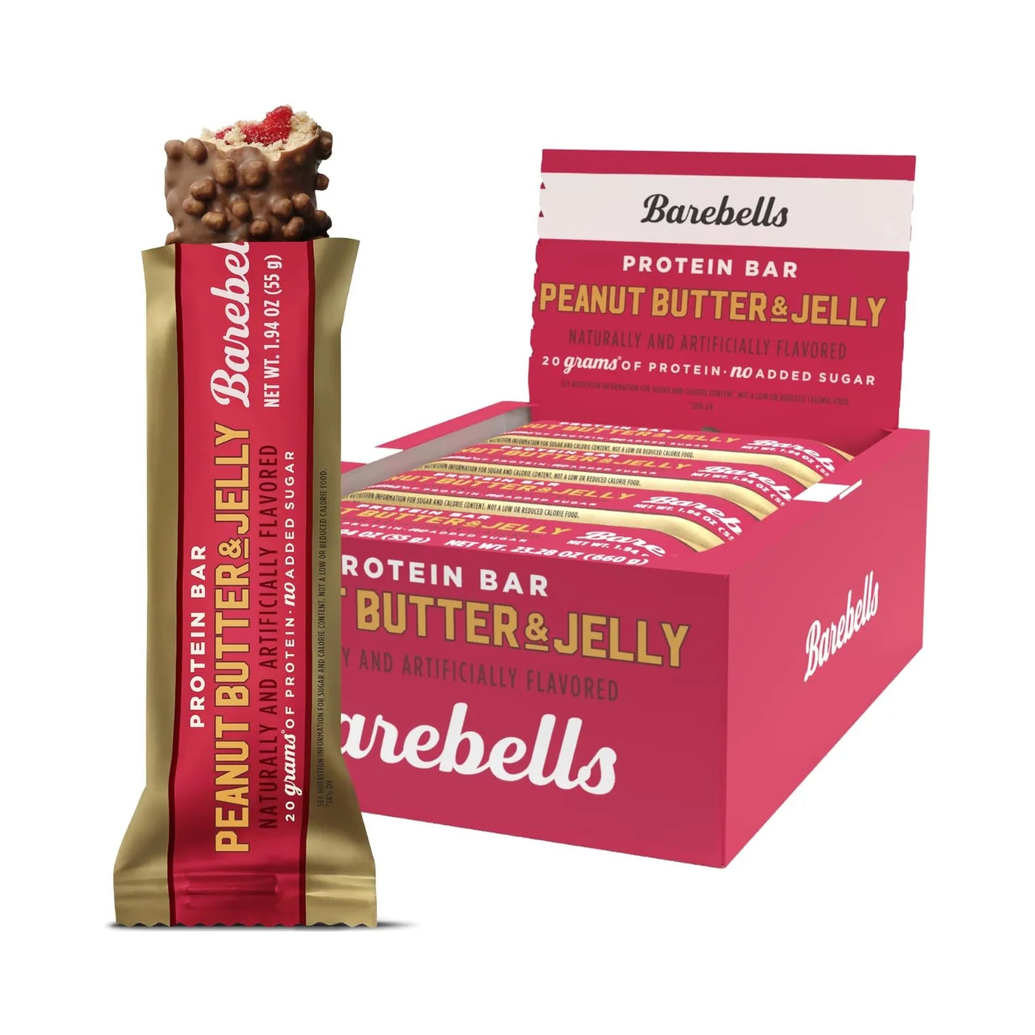 Barebells Barras De Proteina 12 Pzs De 55 Grs Peanut Butter & Jelly