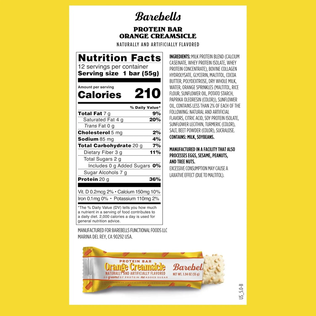 Barebells Barras De Proteina 12 Pzs De 55 Grs Sabor Orange Creamsicle