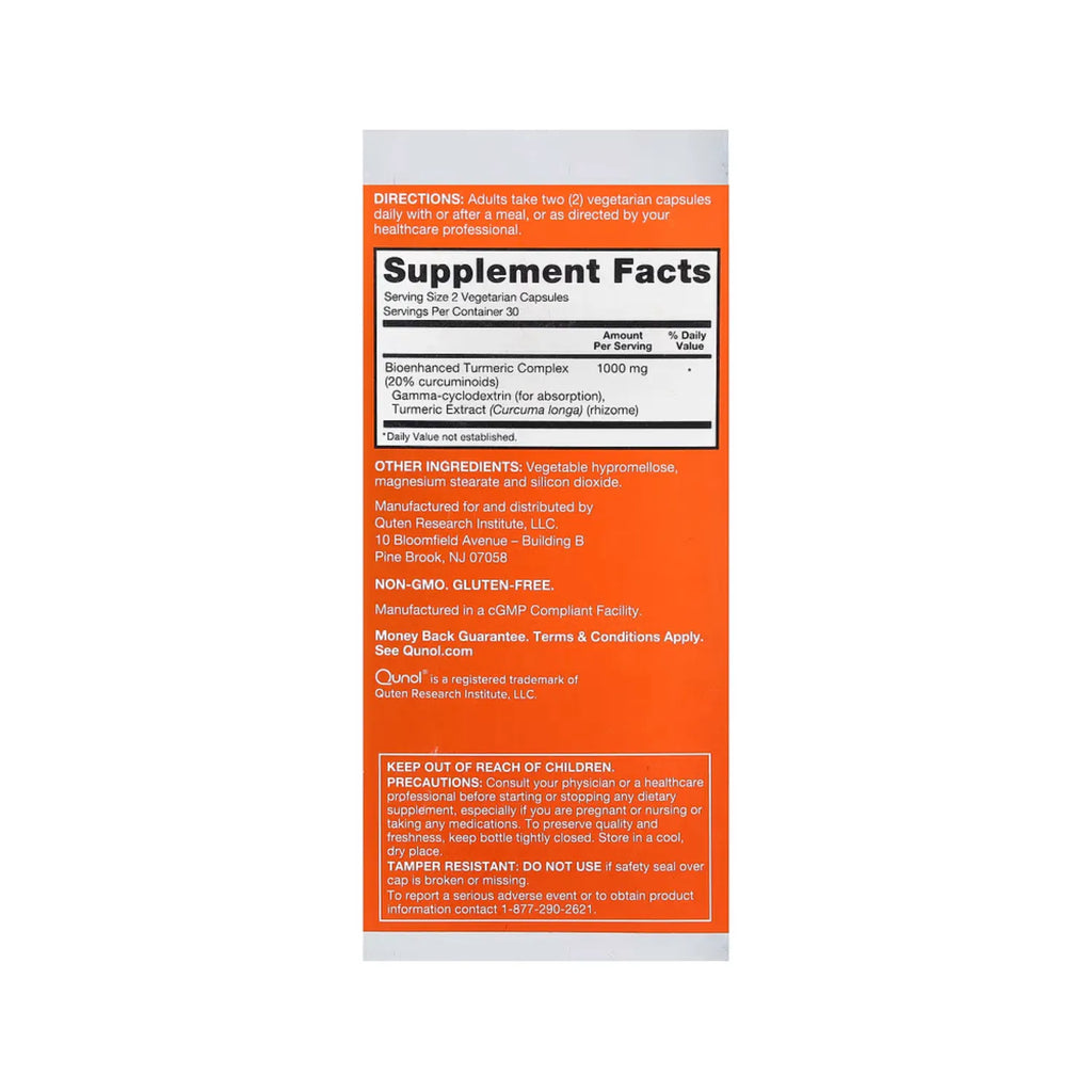 Qunol Cúrcuma Complejo De Curcumina 60 Cápsulas Vegetales 500mg Por Cápsula