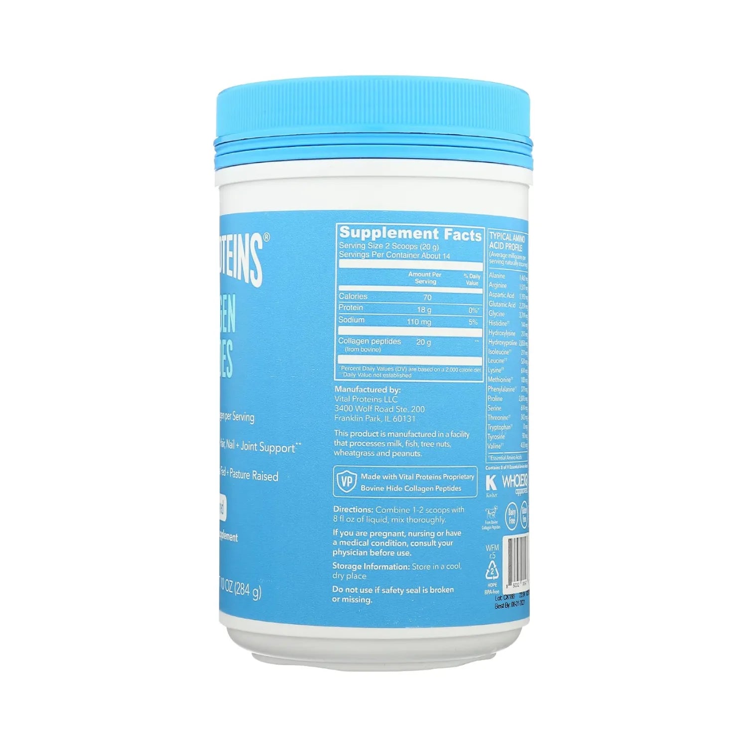 Vital Proteins Collagen Peptides Péptidos De Colágeno Sin Sabor 14 Servicios 284 Gramos