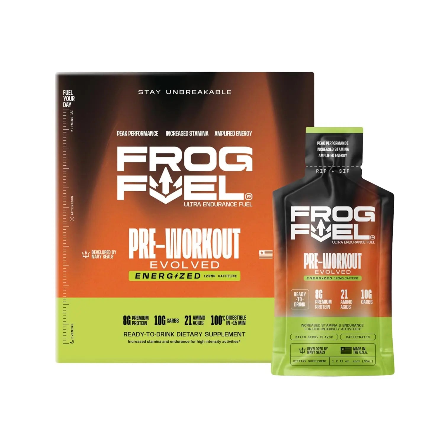 Frogfuel ultra energized pre entreno liquido 24 shots sfn mixed berry