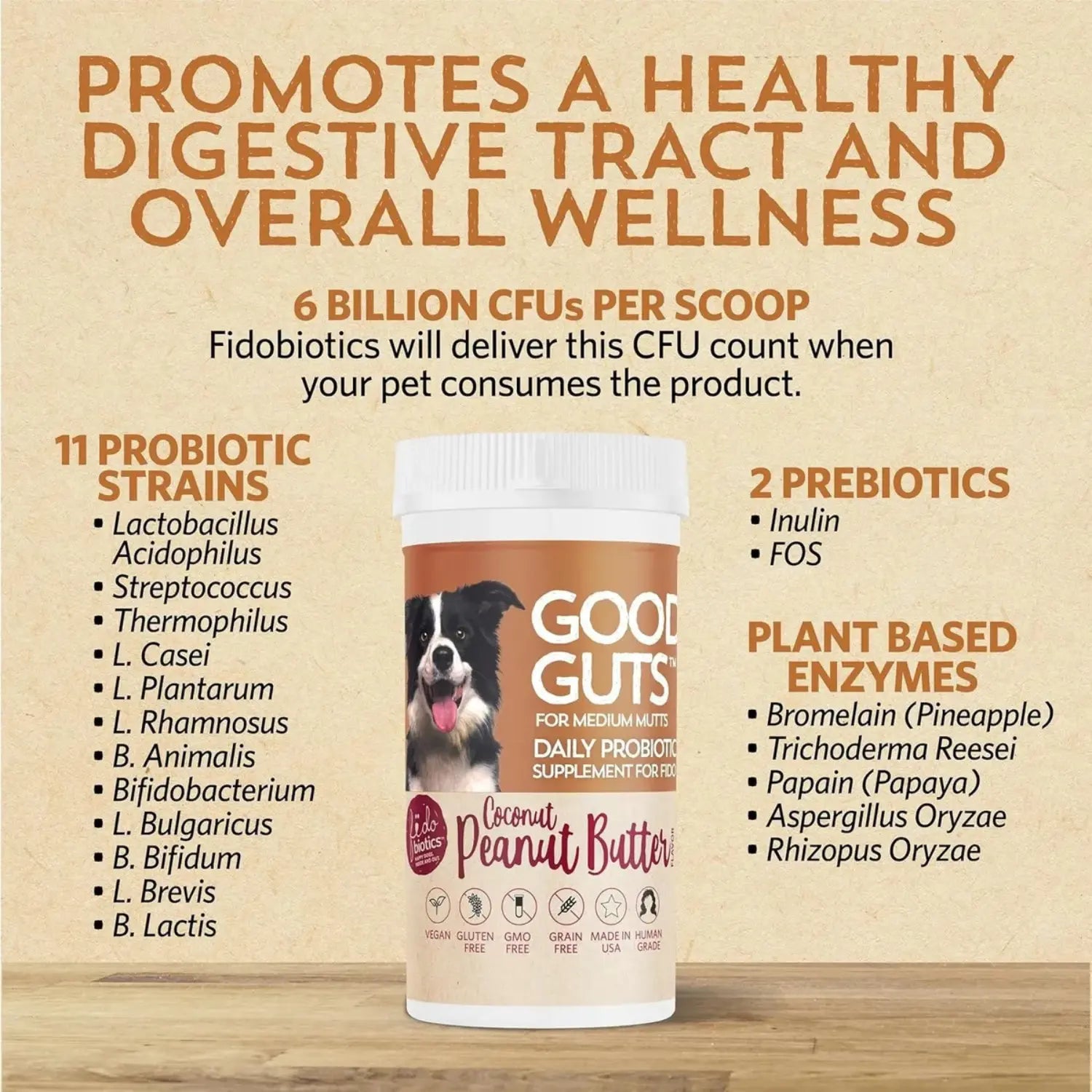 Fidobiotics Good Guts For Medium Mutts 6 Billion 30serv Sfn