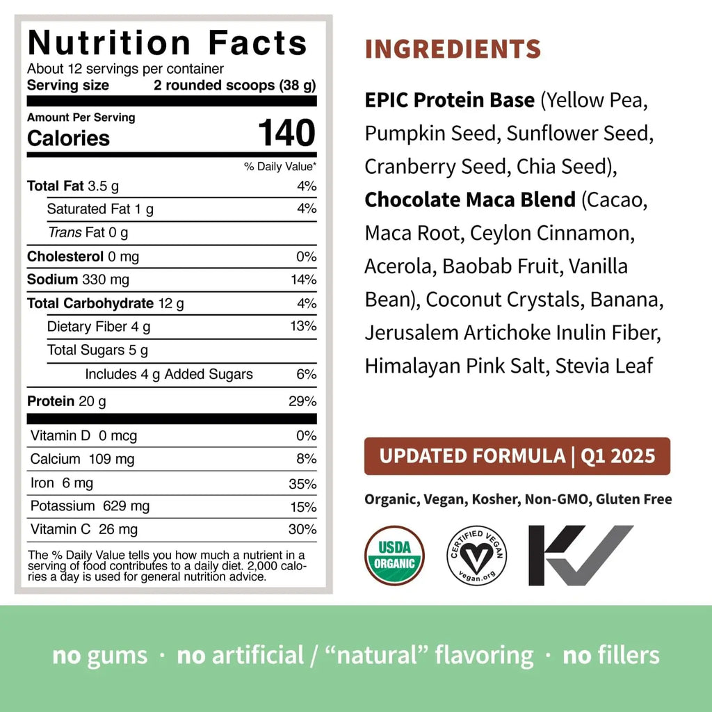 Sprout L Epic Protein Maca de Chocolate, Vegana 454 grs Sfn