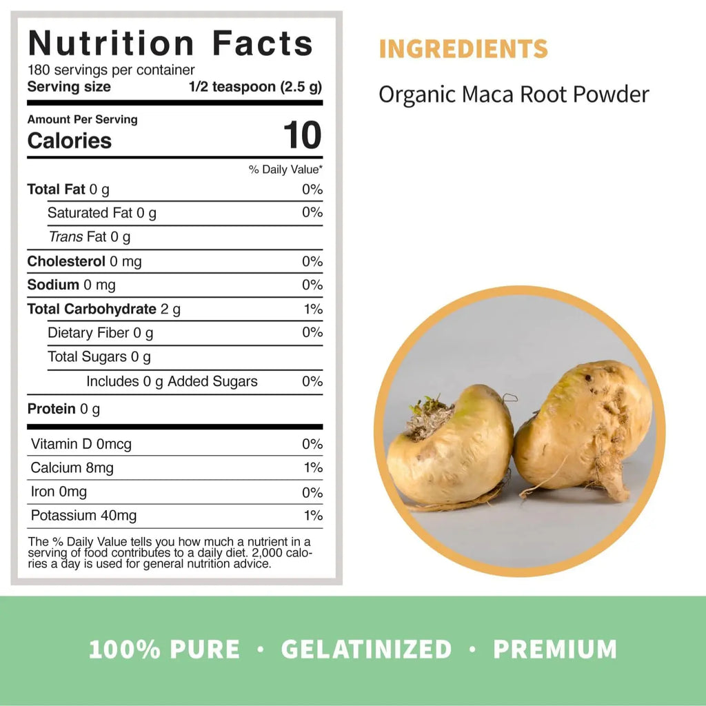 Organic Maca Root (Gelatinized) Powder 1 libra