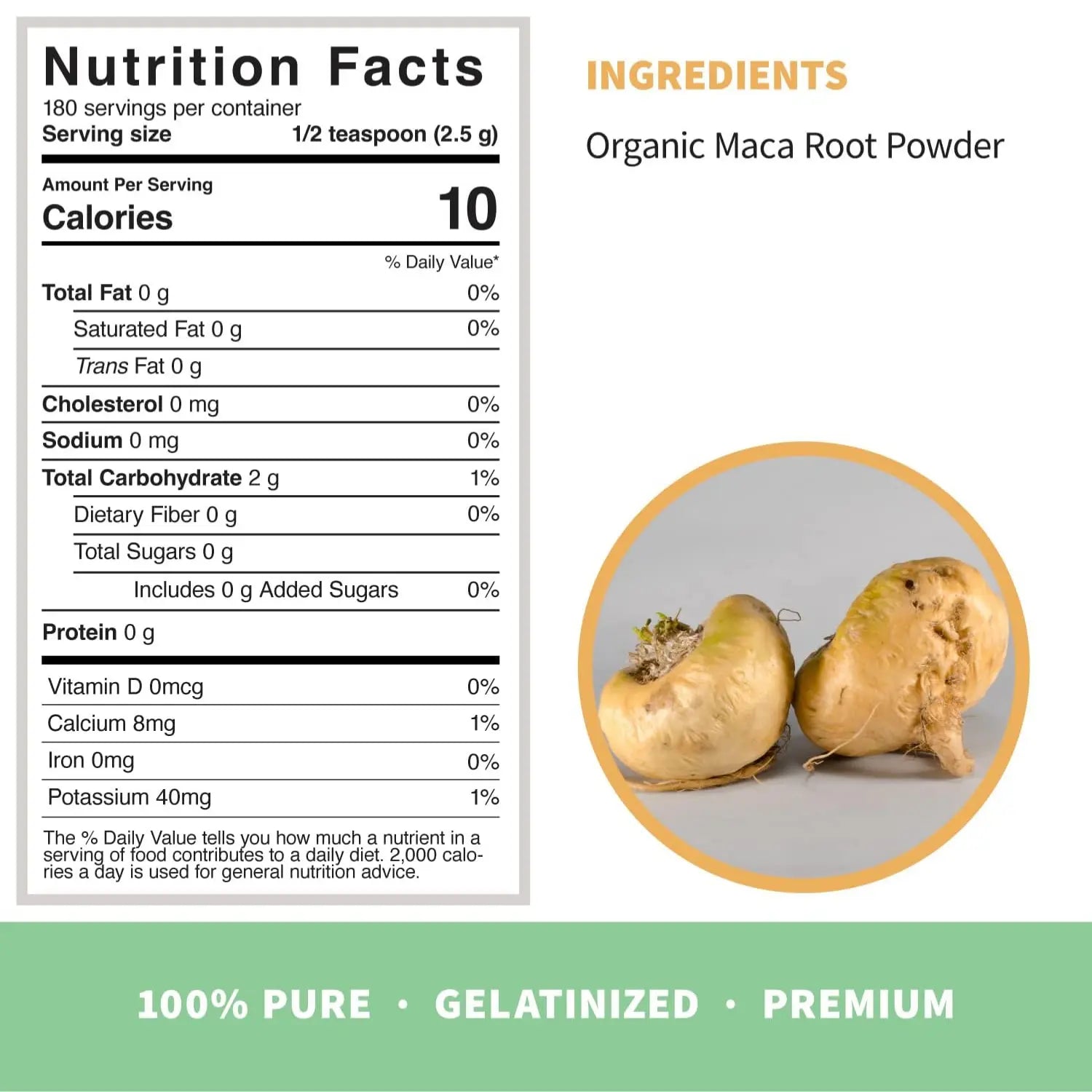 Organic Maca Root (Gelatinized) Powder 1 libra