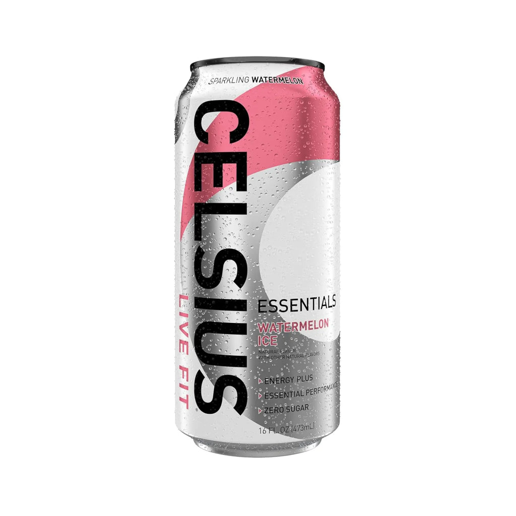 Celsius Essentials Bebida Energética Carbonatada Sabor Watermelon Ice Sin Azúcar, 12 Latas de 473 ml