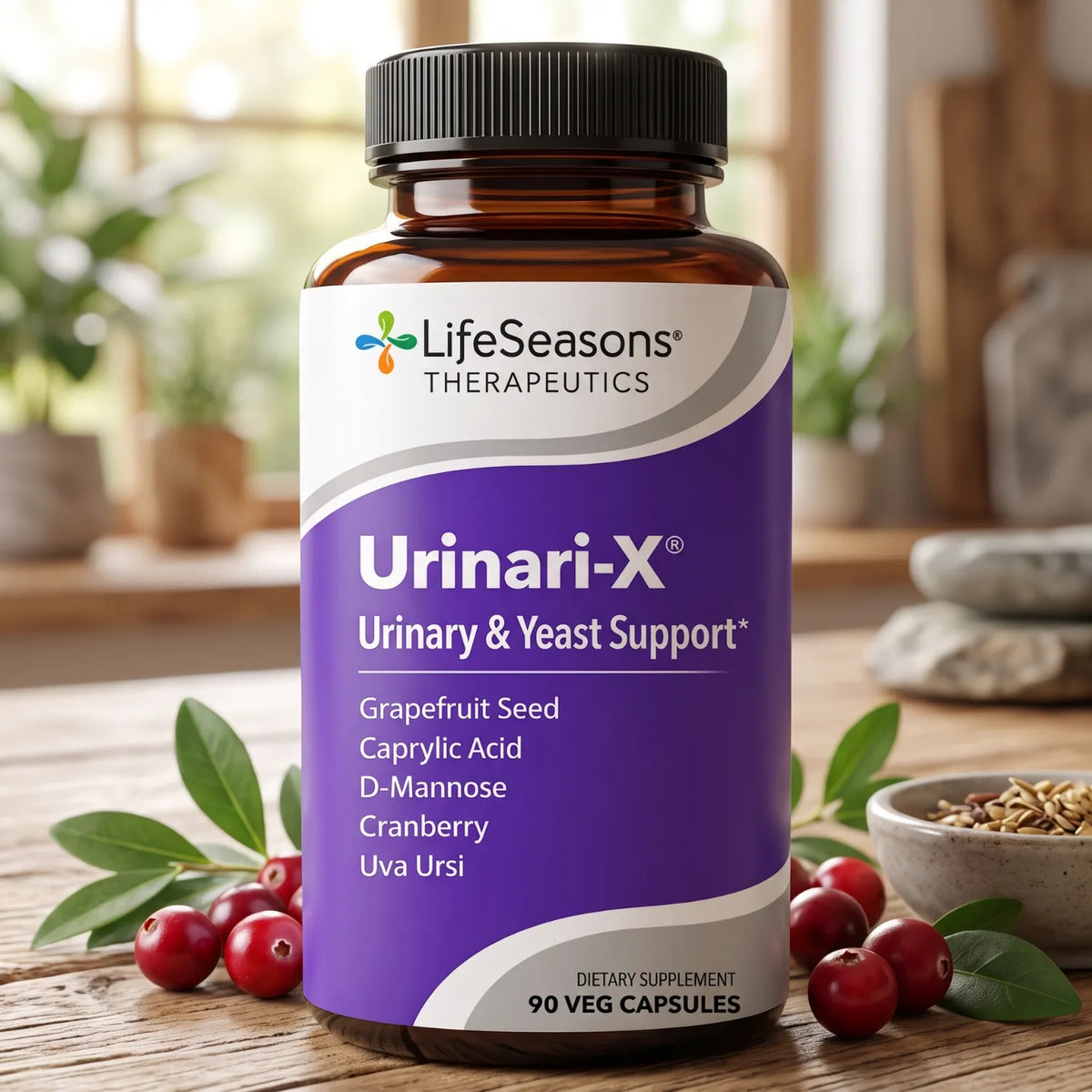 LifeSeasons Urinari-X 90 Cápsulas | Apoyo urinario y bienestar | D-Manosa y Arándano Rojo | Suplemento alimenticio