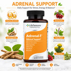 LifeSeasons, Adrenal-T, Apoyo adrenal, 60 cápsulas vegetarianas