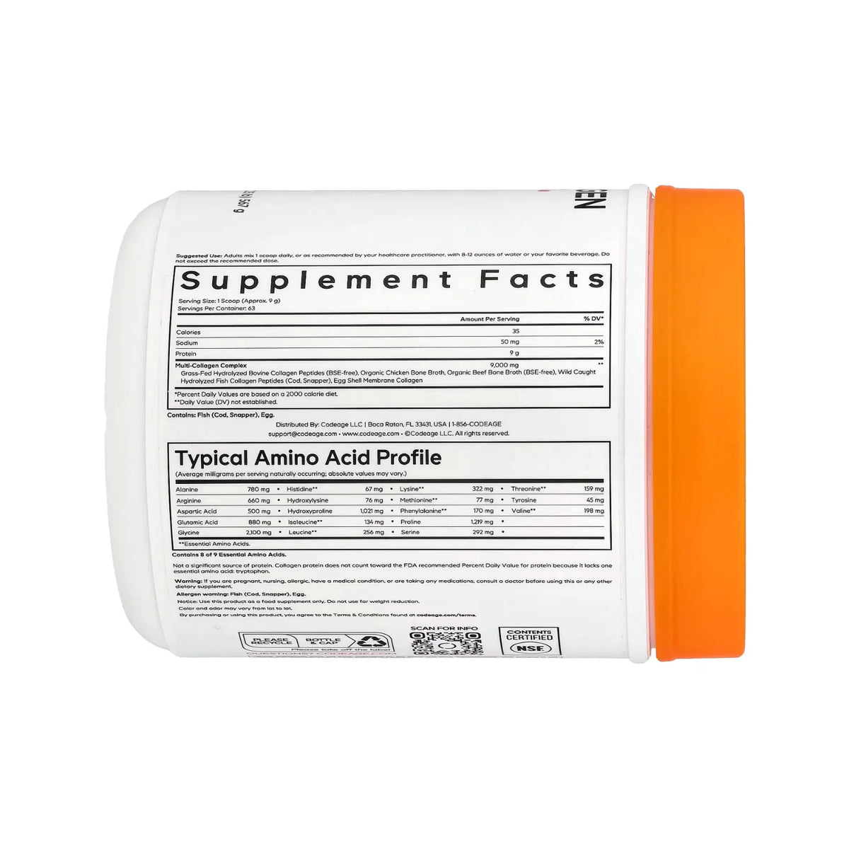 Codeage MultiCollagen Péptidos De Colágeno Múltiple En Polvo Sin Sabor 567 g (20 oz)