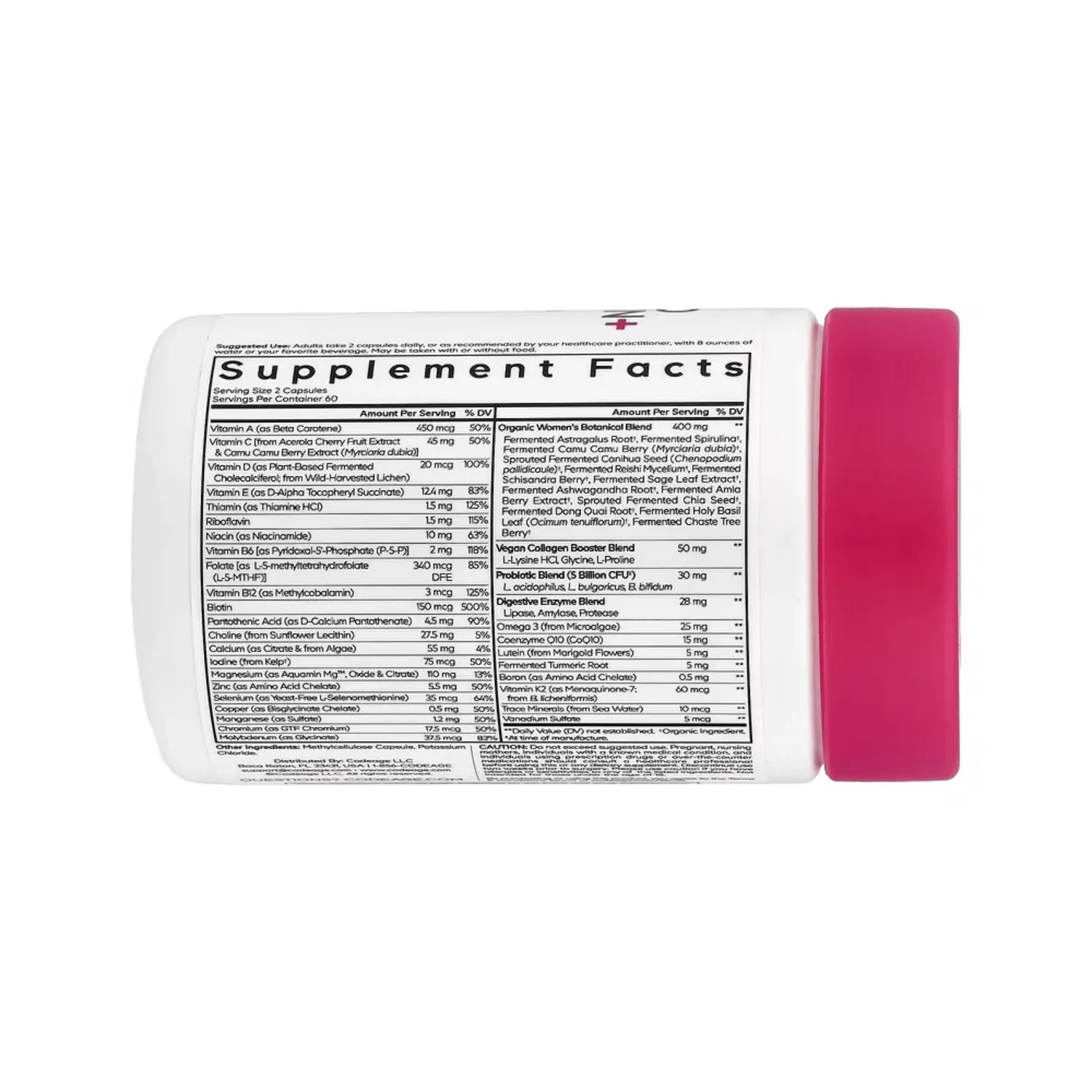Codeage, Suplemento Multivitamínico Fermentado Para Mujeres, 120 Cápsulas Vegetales
