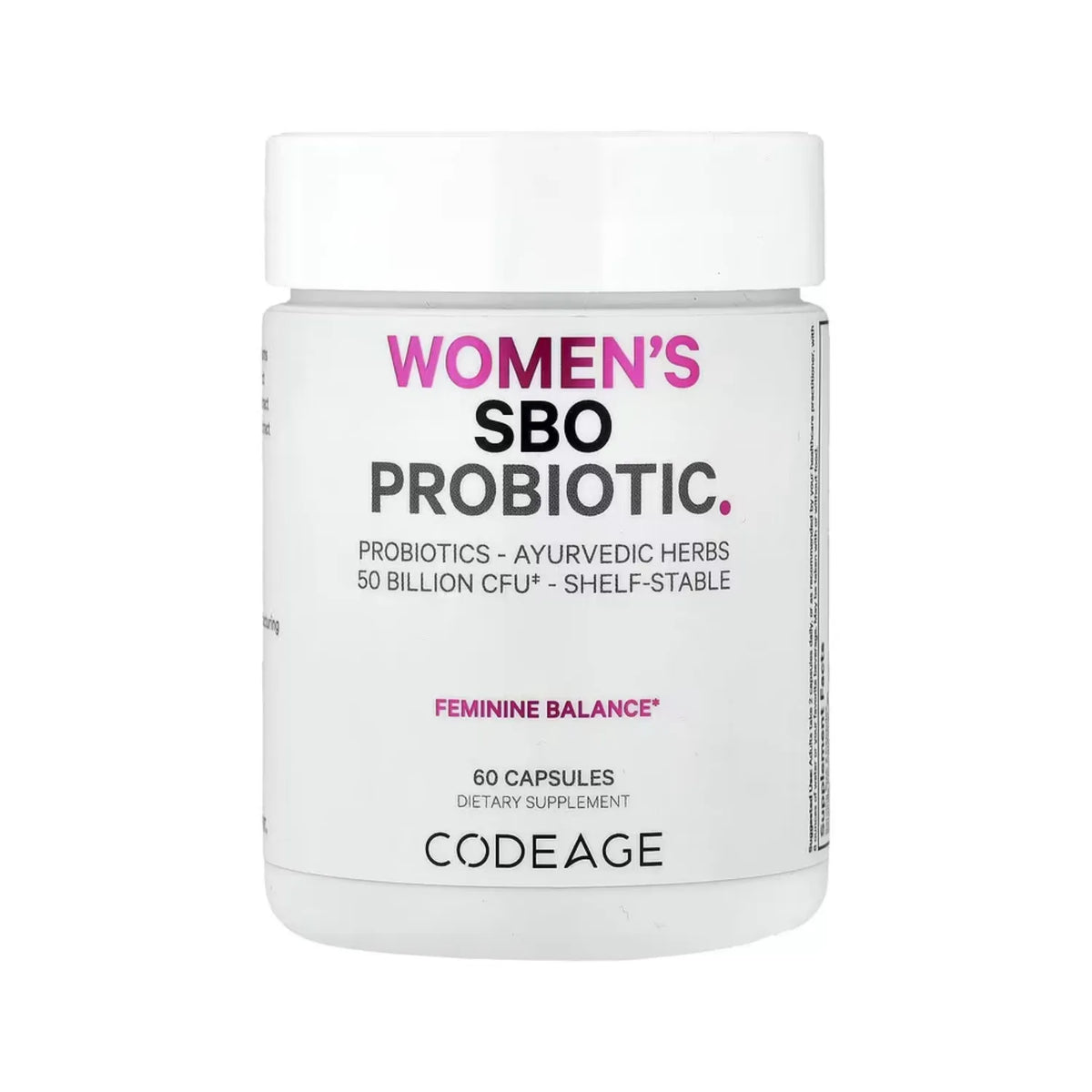 Codeage, Probiótico SBO Para Mujeres, 50 Mil Millones De UFC, De Larga Duración Y Hierbas Ayurvédicas, 60 Cápsulas.