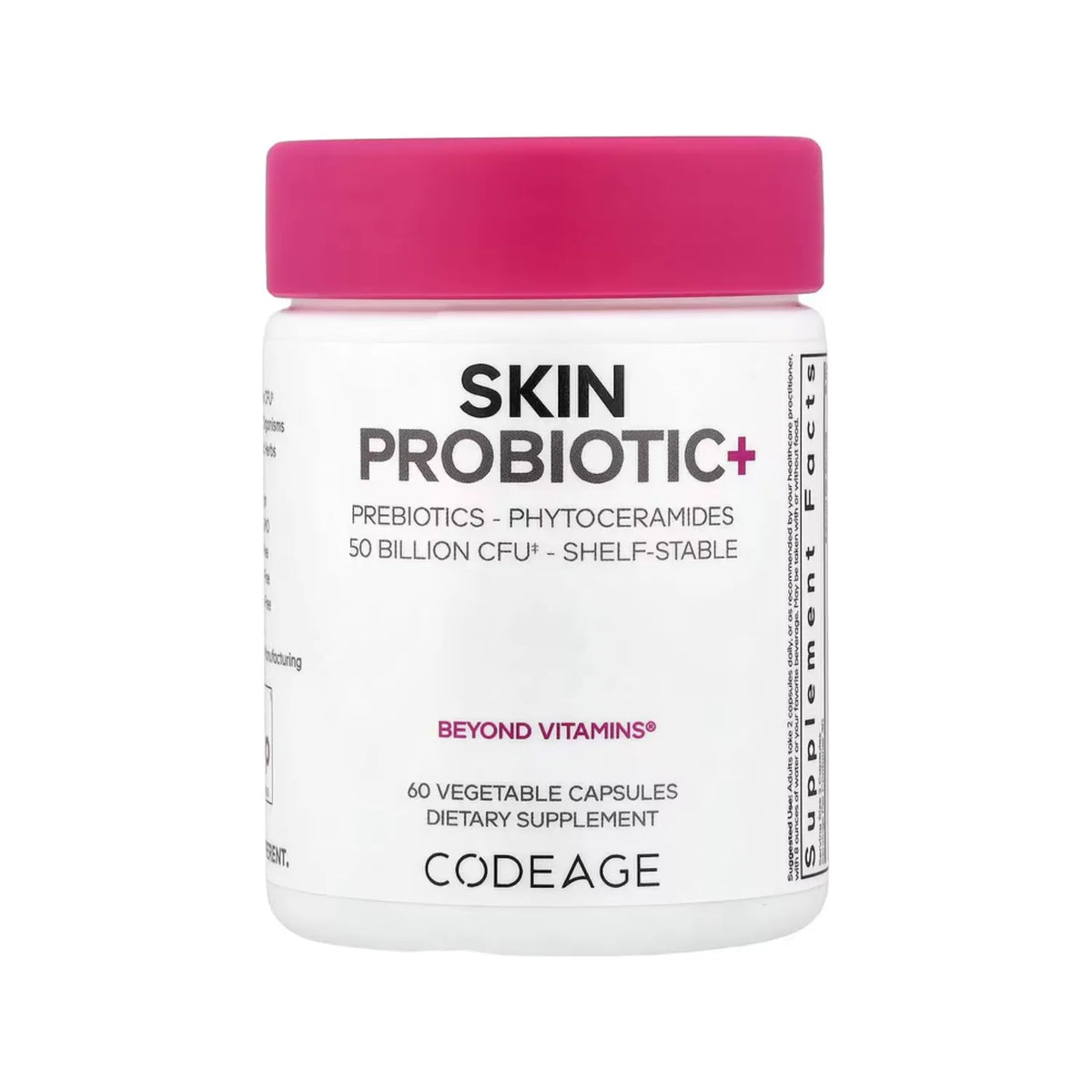 Codeage, Probiótico Para La Piel + Prebióticos Y Fitoceramidas, 50 Mil Millones De UFC, 60 Cápsulas Vegetales