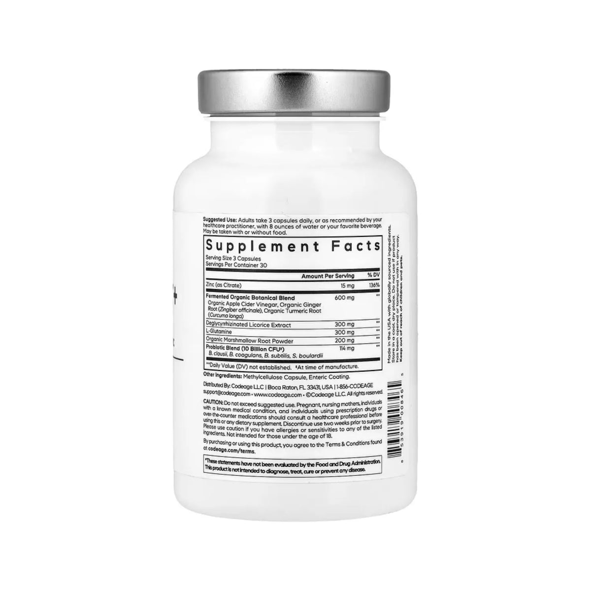 Codeage, Amén, Síndrome Del Intestino Permeable + Plantas Medicinales, Probióticos Y Zinc, 90 Cápsulas Vegetales