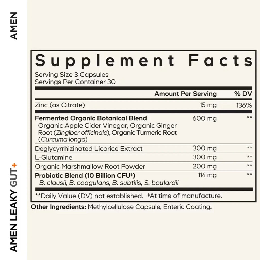 Codeage, Amén, Síndrome Del Intestino Permeable + Plantas Medicinales, Probióticos Y Zinc, 90 Cápsulas Vegetales
