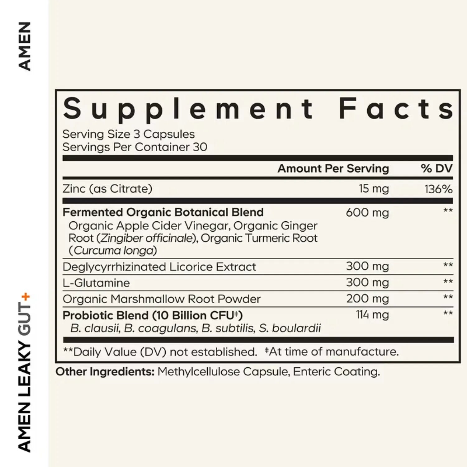 Codeage, Amén, Síndrome Del Intestino Permeable + Plantas Medicinales, Probióticos Y Zinc, 90 Cápsulas Vegetales