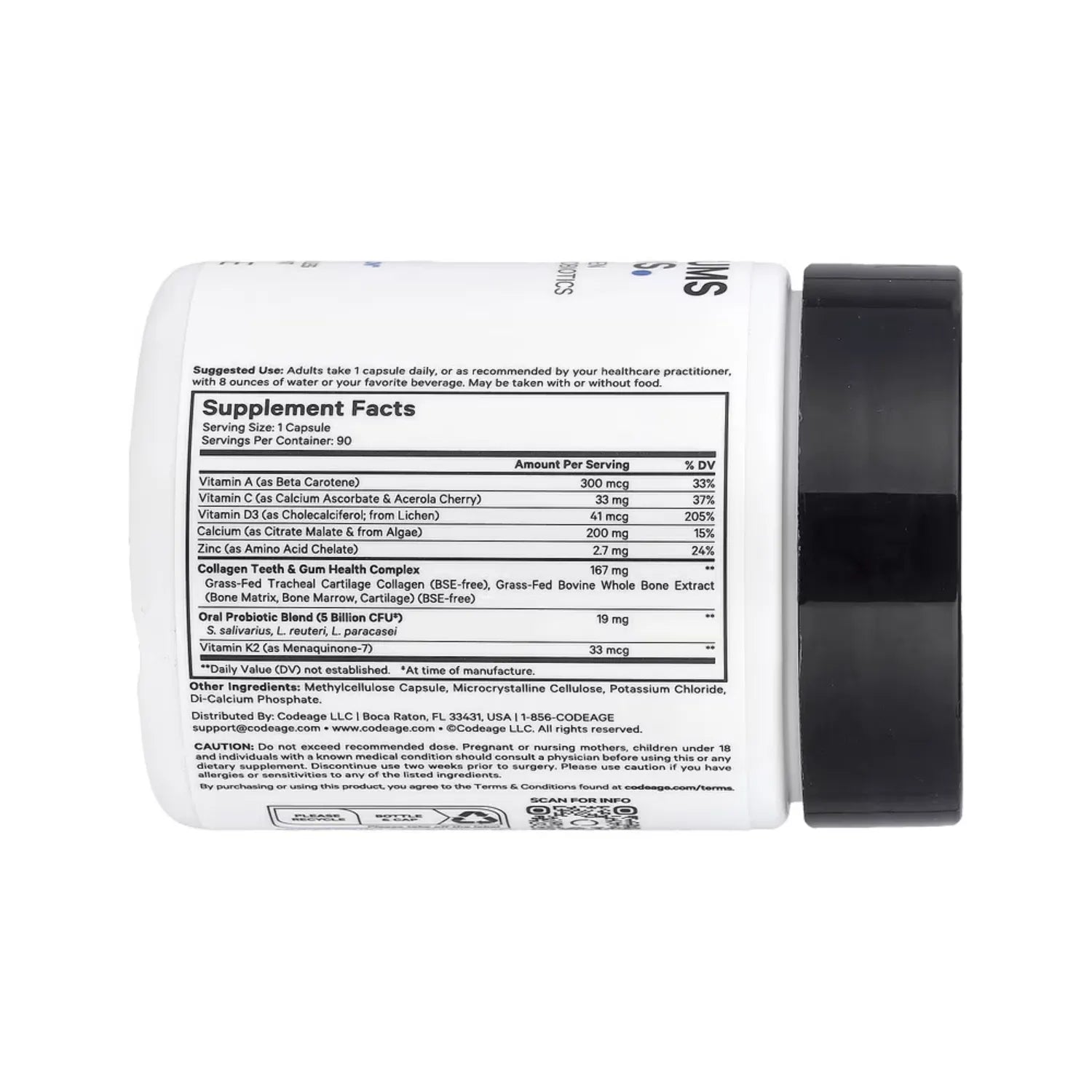 Codeage, Suplemento Vitamínico Para Dientes Y Encías, 90 Cápsulas Vegetales