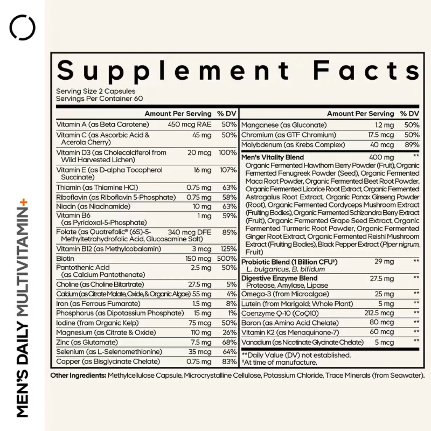 Codeage, Suplemento Multivitamínico Fermentado Para Hombres, 120 Cápsulas Vegetales