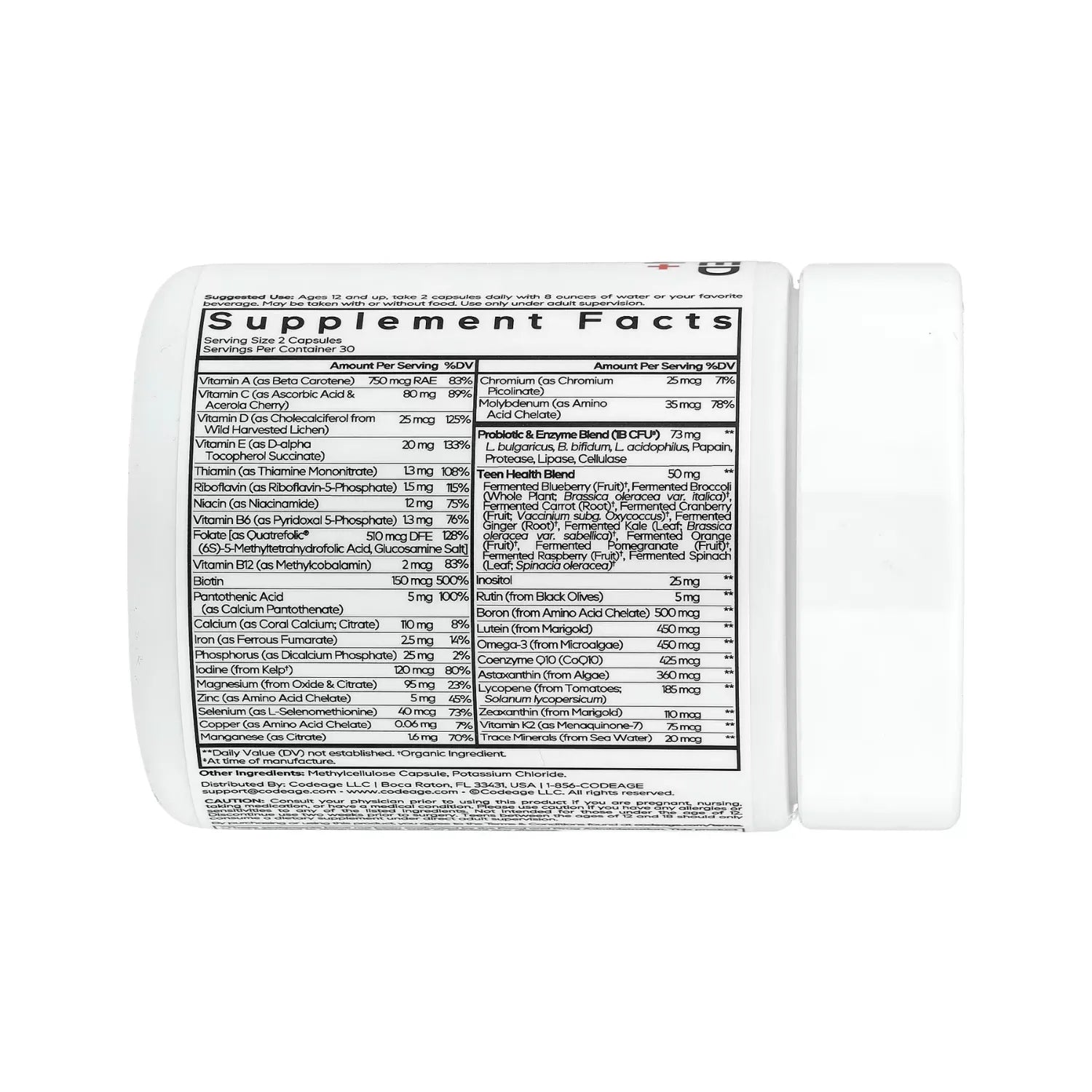Codeage Teen's Fermented Multivitamin Con 60 Cápsulas Vegetales