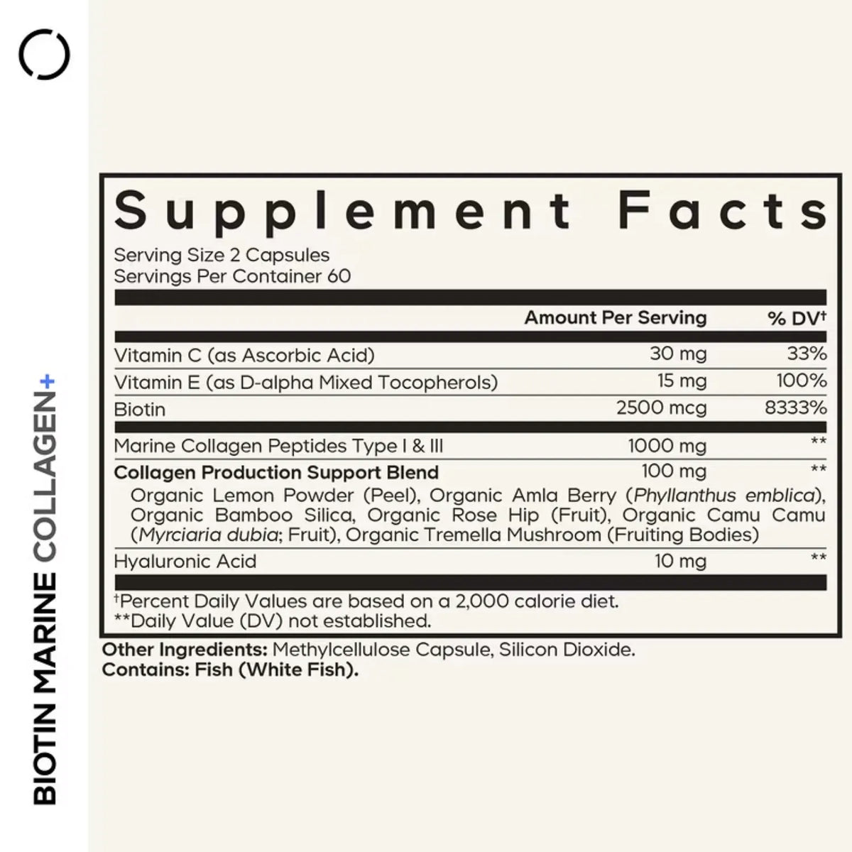 Codeage, Colágeno Marino Con Biotina + Ácido Hialurónico- Multivitamínico, 120 Cápsulas Vegetales
