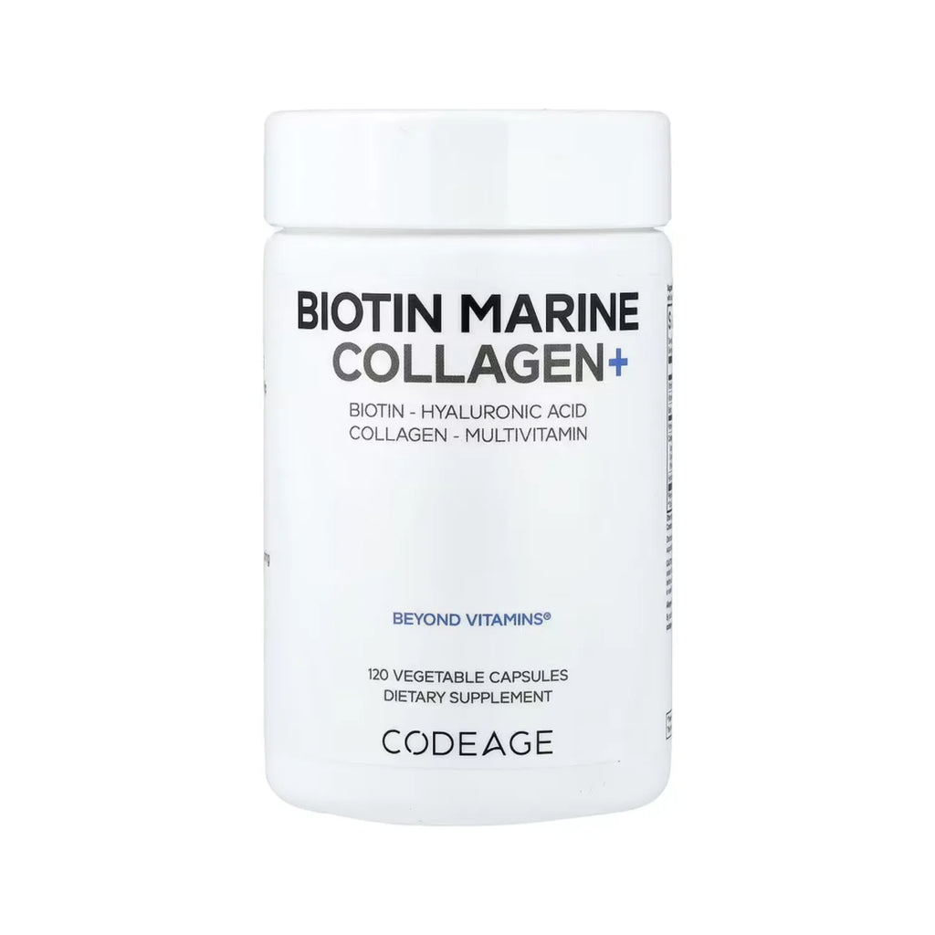 Codeage, Colágeno Marino Con Biotina + Ácido Hialurónico- Multivitamínico, 120 Cápsulas Vegetales