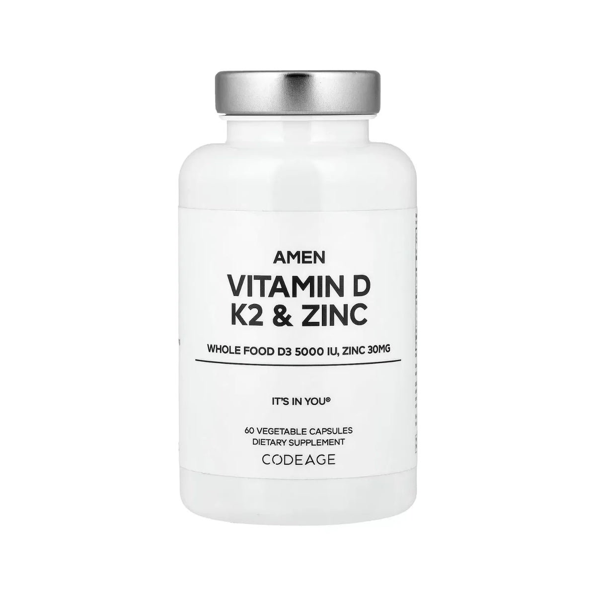 Codeage Amen Vitamina D + Vitamina K2 + Zinc 60 Cápsulas Vegetales